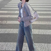 Women's solid color versatile button loose jacket