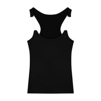 Womens Solid-Color Short Camisole With Padded Cups And Invisible Straps