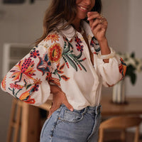 Loose Long Sleeve Printed Shirt Top