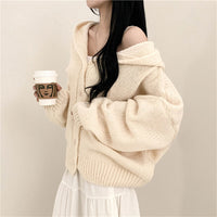 Korean Style Sweater Coat Single Row Button Knitted Cardigan