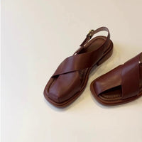 Women's Retro Hollow-out Roman Sandals With Buckle
