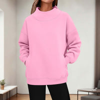 Womens Long-sleeve Turtleneck Casual Hoodie
