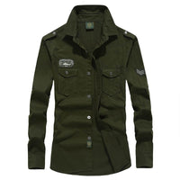 Solid Color Loose Long Sleeves Pocket Shirt