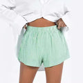 Fashion Loose Pockets Striped Shorts Women's Clothing