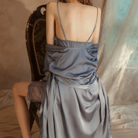 New Ice Silk Suspender Nightdress Two-piece Silk Satin