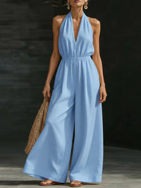 V-neck Halter Neck Jumpsuit For Women