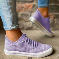 Casual Single Shoes Women European And American Flat Mesh Sports Flying Knitting