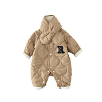 Autumn And Winter Quilted Cotton Fleece-lined Warm Baby Jumpsuit