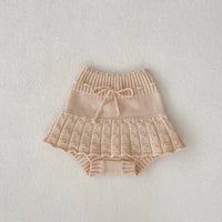 Striped Knitted Coat Culottes Two-piece Suit