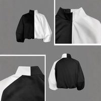 Womens Full-Zip Puffy Stand-Up Collar Short Jacket For Summer