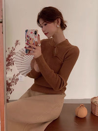 High-grade Red Slimming Bottoming Shirt Top