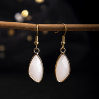 Natural Crystal Drop Earrings With Amethyst And Gold-plated Edges