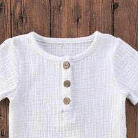 Children's Cotton And Linen Short Sleeve Suit Summer Light Thin And Loose Breathable Gown