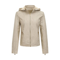 Women's Clothing Fleece-lined Thickened Leather Coat Hooded