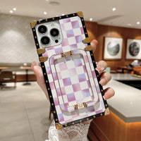 Checkerboard Square Bracket Shell Mobile Phone Case