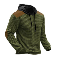 Men's Casual Color-block Jacquard Hooded Sweatshirt