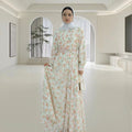 Crew-neck Floral-print Midi Dress With A Matching Belt For A Slimming Fit