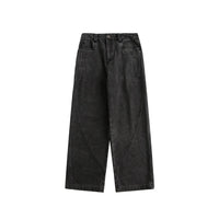 Retro Washed Men's Loose Straight Black Jeans