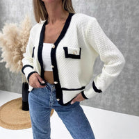 Ladies New Contrast Color Cardigan Coat