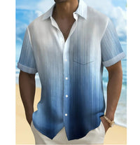 Pocket Short-sleeved Shirt Fashionable Casual Button Cardigan 3D Digital Printing Beach Vacation Men's Shirt