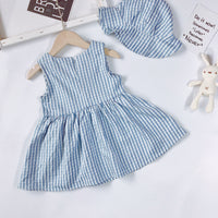Summer Girls' Blue And White Plaid Dress