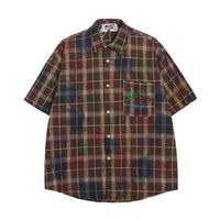 Tie Dye Short Sleeve Plaid Shirt Men