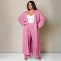 Long Coat And Loose Casual Trousers Fashion Set