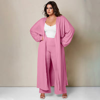 Long Coat And Loose Casual Trousers Fashion Set