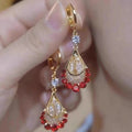 Light Luxury Purple Zircon Mesh Teardrop Drop Earrings, Elegant French Style Ear Cuffs, Niche Design