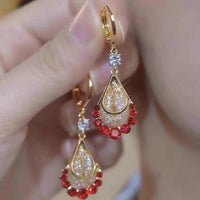 Light Luxury Purple Zircon Mesh Teardrop Drop Earrings, Elegant French Style Ear Cuffs, Niche Design