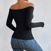 Sexy Women's Off-shoulder Slim-fit Long-sleeve Top