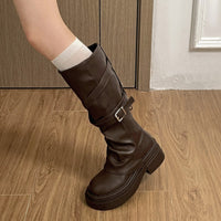 Women's Fashionable Vintage Chunky-Heel Over-the-Knee Boots
