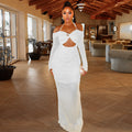 Neck-hanging Pleated Sheath Skirt Bandeau Semi-sheer Long-sleeve Trendy One-step Dress