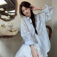 Loose-fitting Long-sleeve Cardigan Shirt Jacket For Women