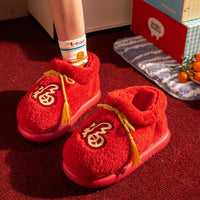 New Indoor Home Red Birthday Year Festive Woolen Slipper Winter