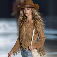 Fashionable Tasseled Lapel Western-Style Vintage Shirt