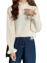 Wooden Ear Half Turtleneck Knitted Bottoming Shirt Top