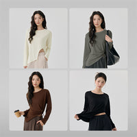 Modal Side Sexy Cutout Drawstring Loose Breathable Pilates Sports Blouse