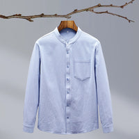 Cotton And Linen Solid Color National Style Men's Shirt