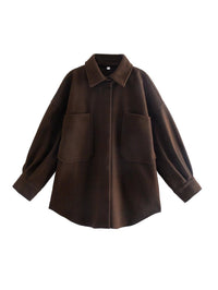 Vintage Woolen Shirt Top Spring Winter New Loose Profile Shirt Coat