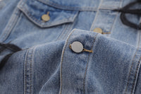 Dark Cross Graffiti Patterned Denim Jacket