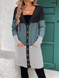 Thread Contrast Color Mid-length Simple Style V-neck Coat