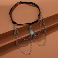 Personality Elastic Turquoise Multi-layer Leg Chain