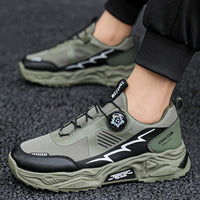 Leather Surface Men's Mesh Breathable Sports Low-top Shoes