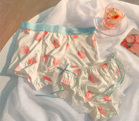 Peach Flavor Couple Underwear Sweet Baby Sweet Summer Ice Silk Cotton Suit