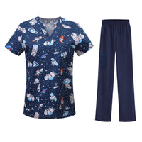 Bestselling Cartoon-print Nurse Uniform Womens Top And Pants