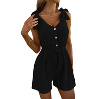 Women's Solid Color Casual Fashion Sleeveless Five Point Jumpsuit