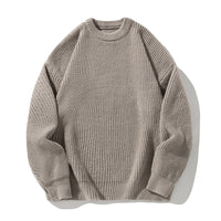 Thick Needle Sunken Stripe Texture Sweater Men's Autumn And Winter Solid Color Coat