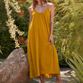 Casual Strappy U-Neck Regular Pleated Multi-Colored Womens Dress