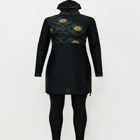 Color Matching Printing Cap Diving Surfing Sunscreen Swimsuit Set